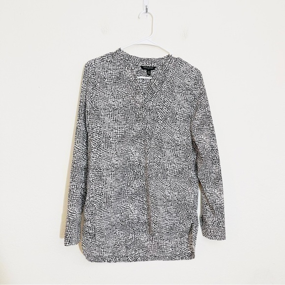 Banana Republic V-Neck Long Sleeve Casual Office Wear Blouse XS Black/White